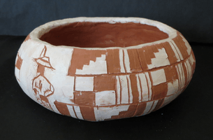 Clay Corson, Engraved clay vessel, Fall 2015