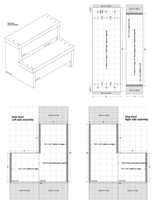 Step stool: Technical drawings